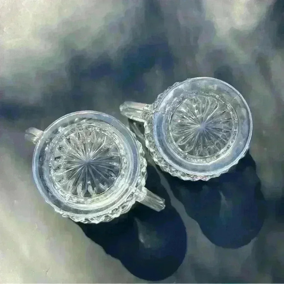 Vintage Fostoria American Clear Glass Creamer & Sugar Set - Picture 4 of 5